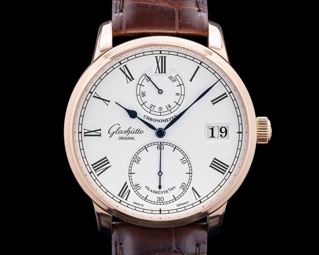 Glashutte Original Senator Chronometer 18K Rose Gold Silver Dial