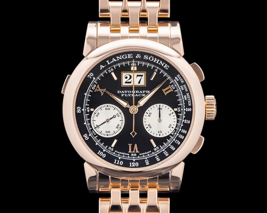 A. Lange and Sohne 403.031 Datograph Black Dial 18K Rose Gold on WELLENDORFF BRACELET