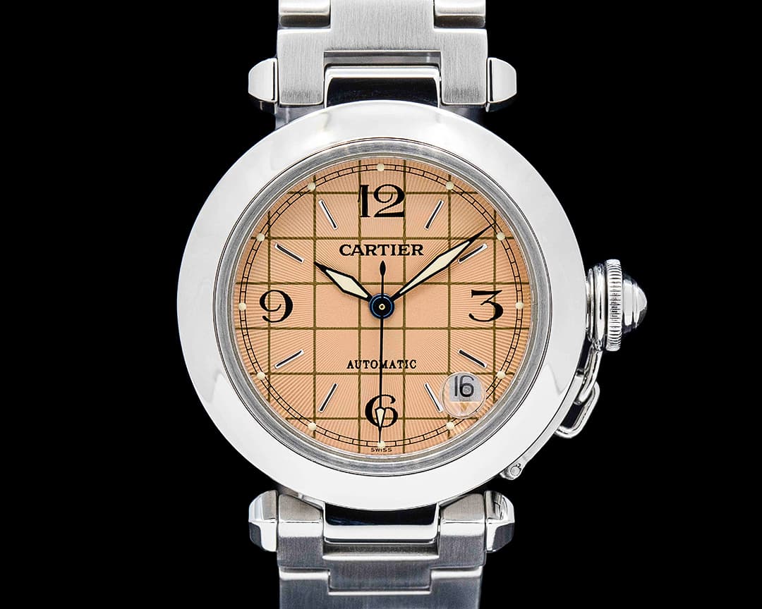 Cartier W31024M7 Pasha C SS Salmon Grid Dial