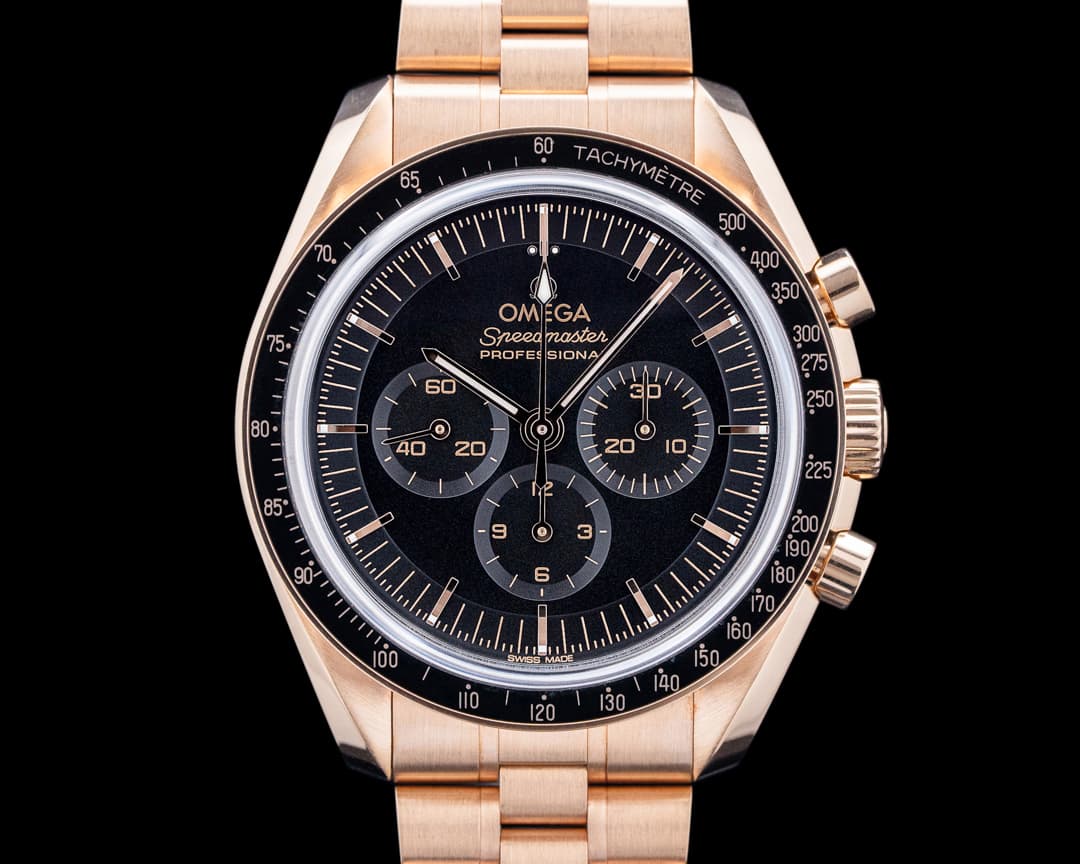 Omega 310.60.42.50.01.001 Speedmaster Moonwatch 18K Sedna Gold Black Dial