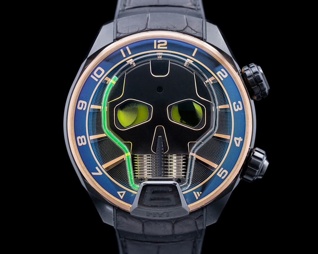 HYT Skull Light Green Eye 18K Rose Gold Titanium Black Dial LIMITED