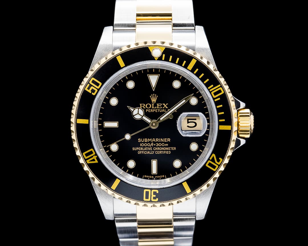 Rolex 16613 Submariner 18K Yellow Gold / SS Black Dial FULL SET