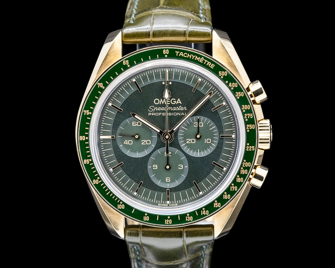 Omega Speedmaster Moonwatch Professional 18K Moonshine Gold Green Dial