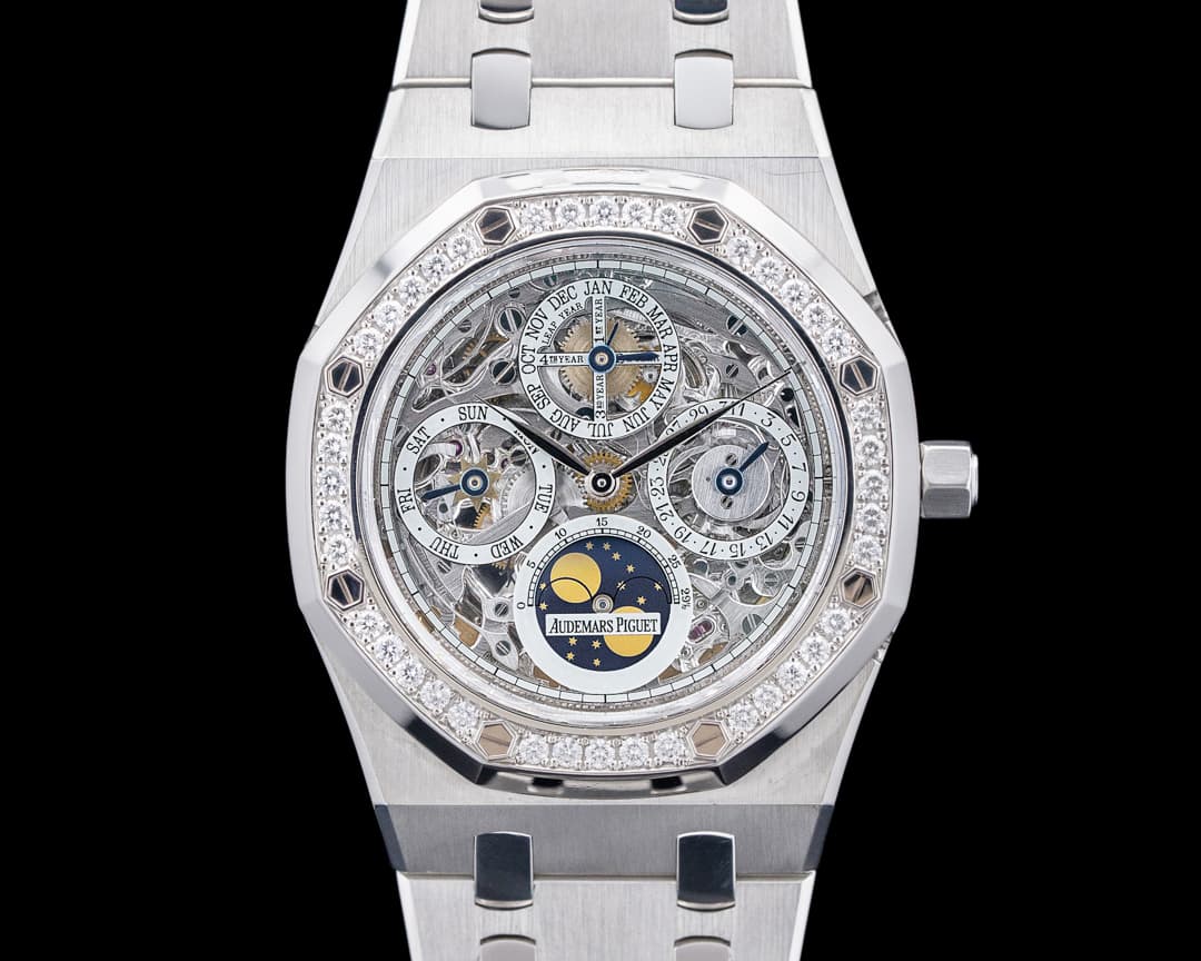 Audemars Piguet 25930SP Royal Oak Perpetual Skeleton SS / Platinum Diamond Bezel RARE