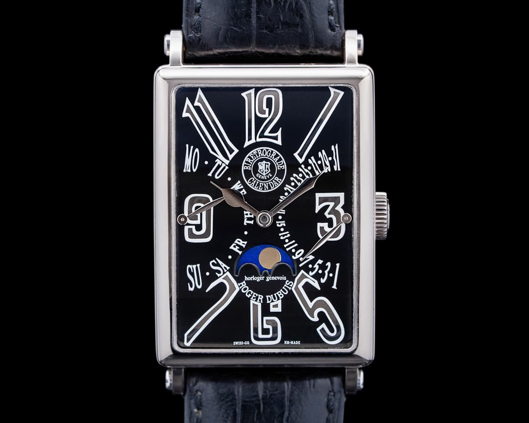 Roger Dubuis Much More Bi-Retrograde Calendar 18K White Gold Black Dial LIMITED