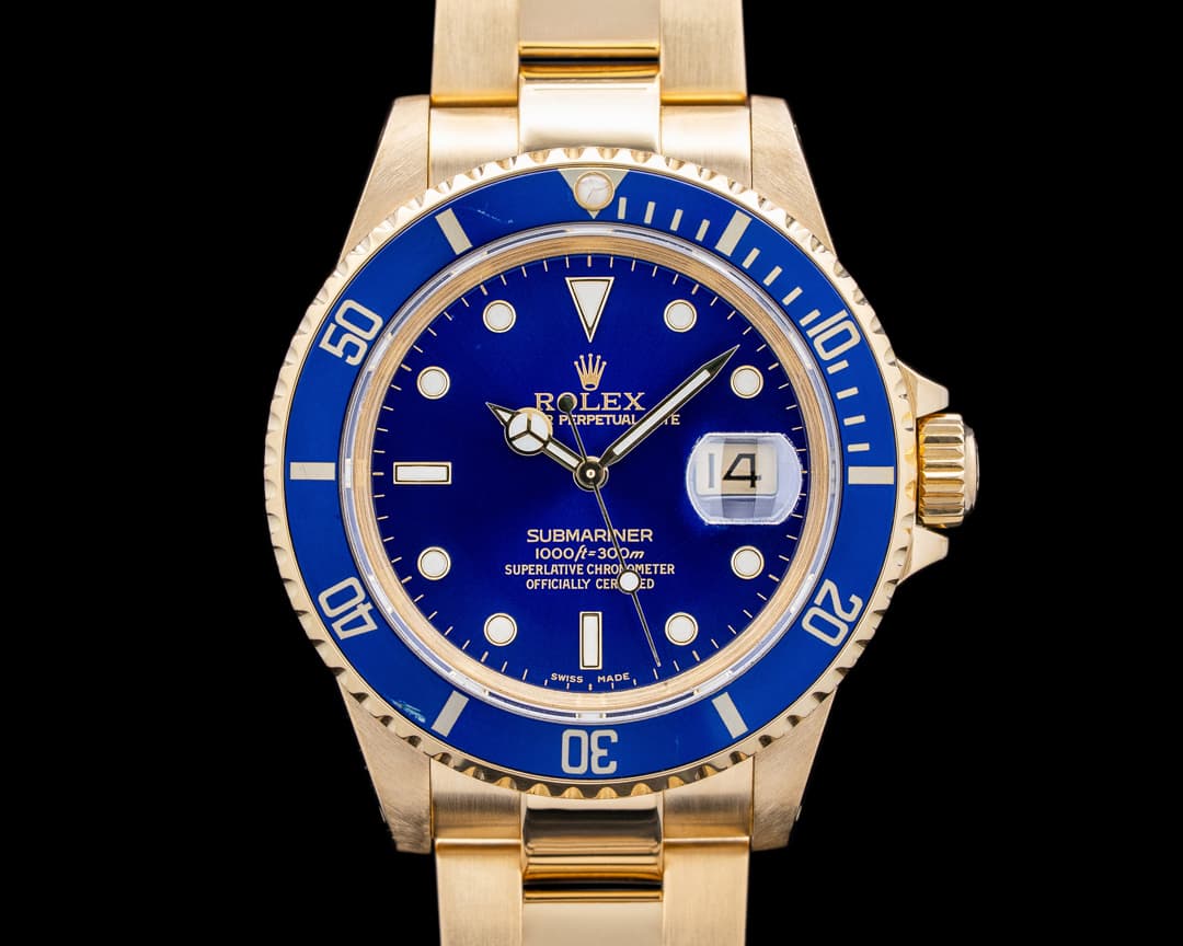 Image of Rolex 16618 Submariner 18K Yellow Gold Blue Dial Circa. 1990