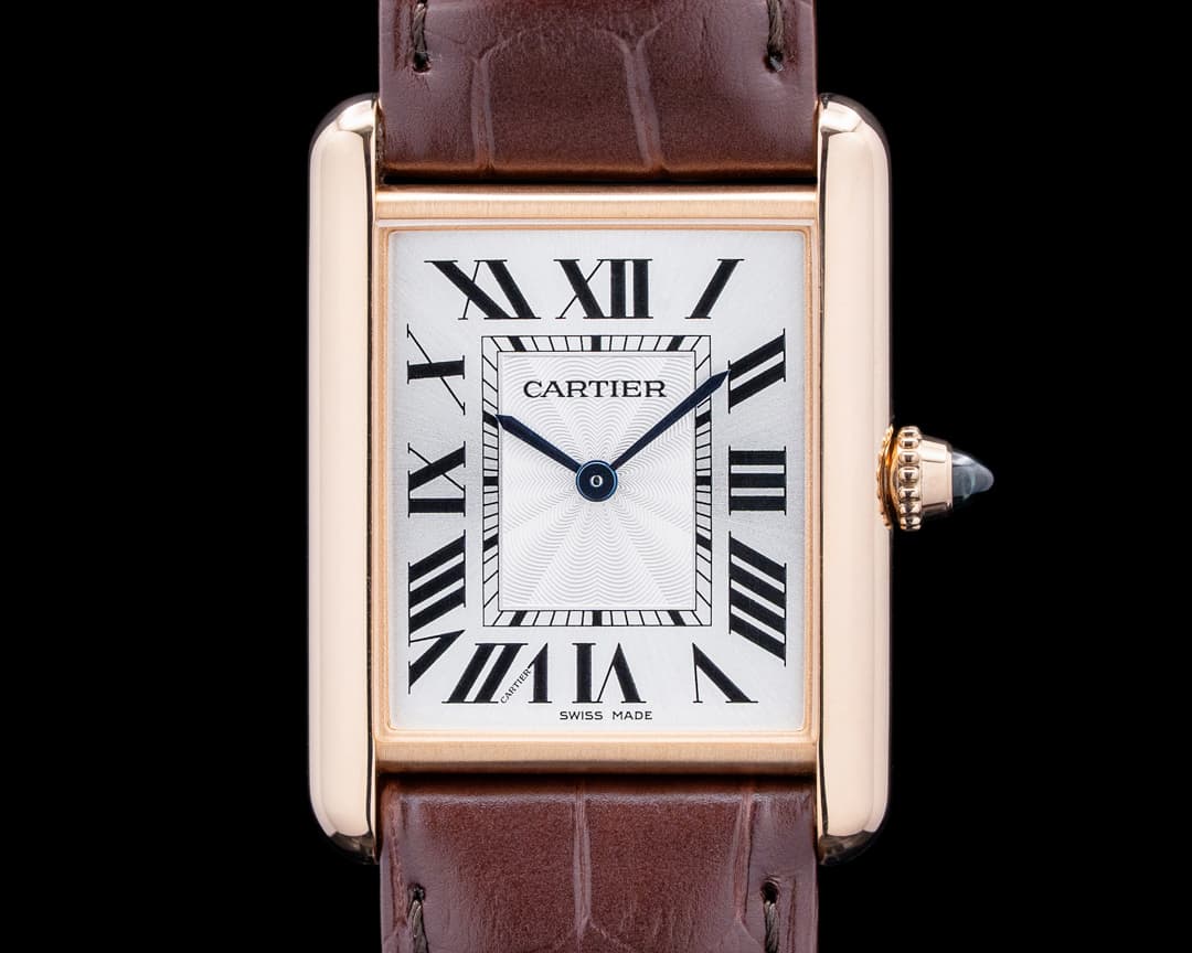 Cartier WGTA0011 Tank Louis Cartier Large 18K Rose Gold Silver Dial