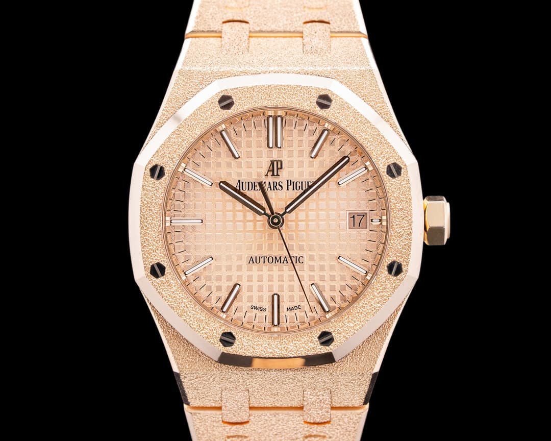 Audemars Piguet 15454OR Royal Oak 18K Frosted Rose Gold Pink Dial