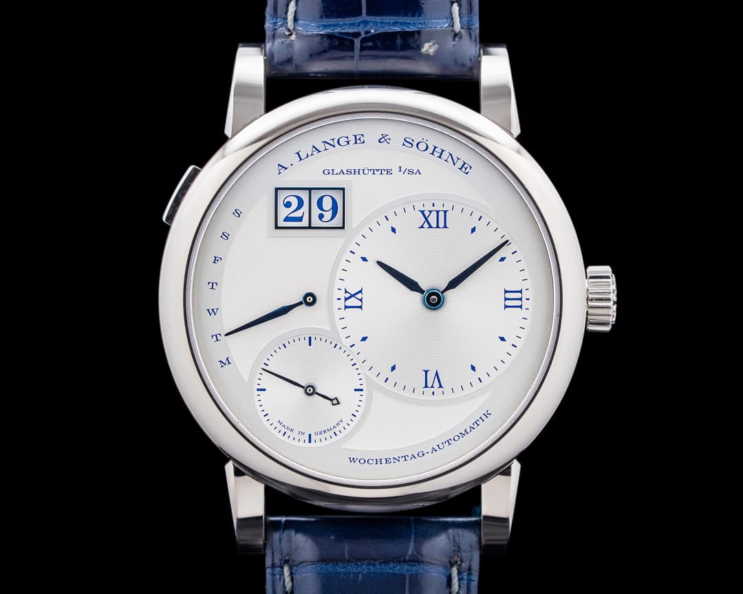 A. Lange and Sohne 320.066 Lange 1 Daymatic "25th Anniversary" 18K White Gold Silver Dial