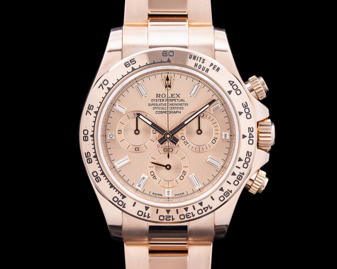 Rolex 116505 Daytona Everose 18K Gold Pink Baguette Dial