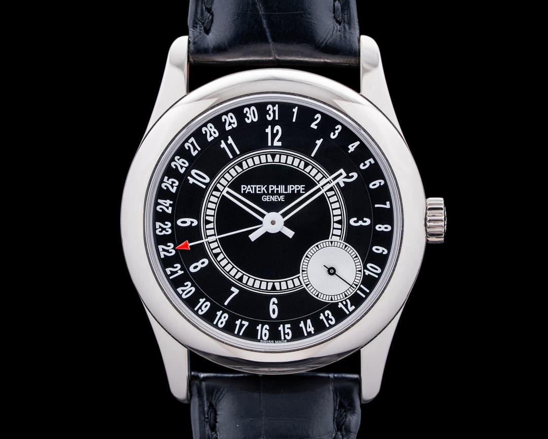 Patek Philippe 6006G Calatrava 18K White Gold Black Dial