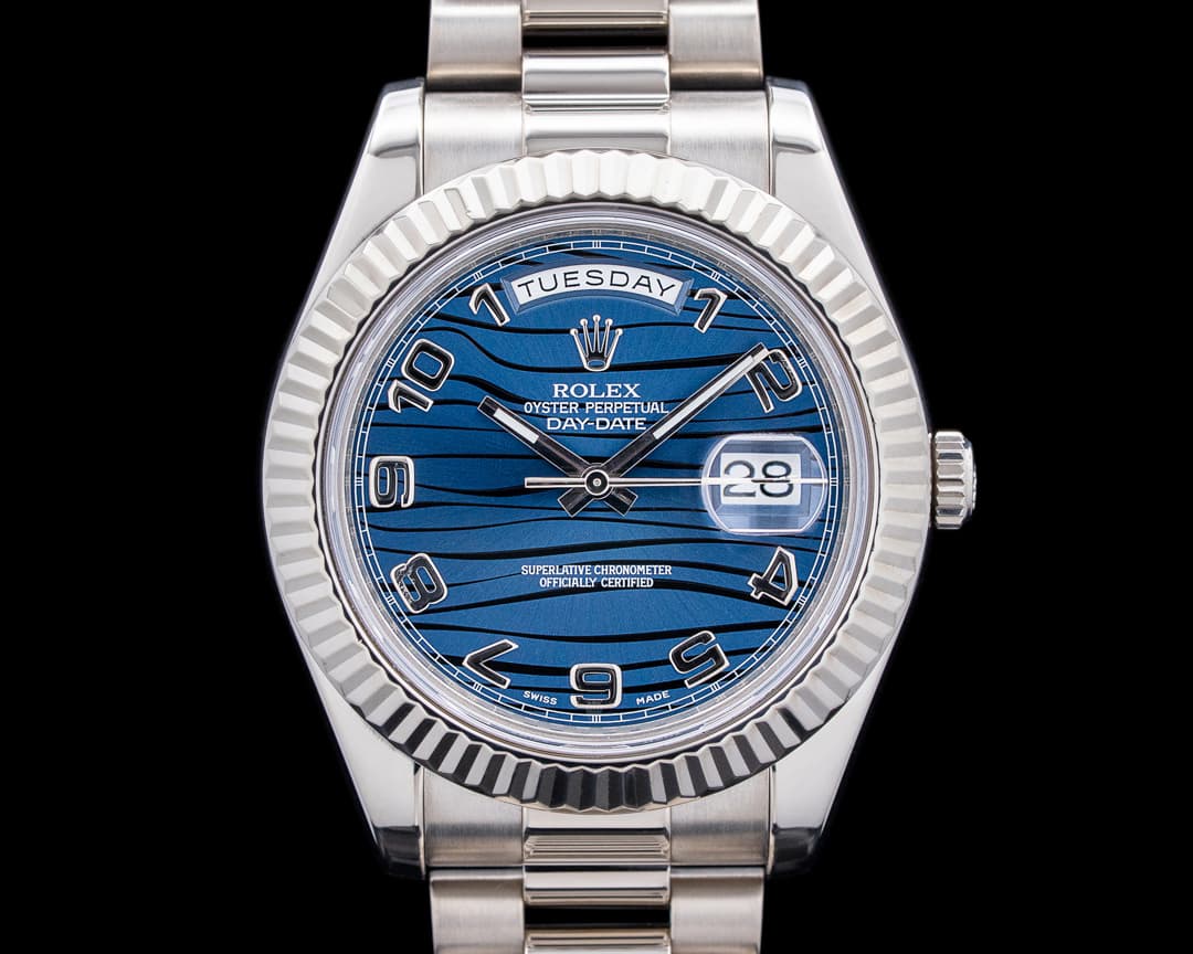 Rolex 218239 Day-Date II 18K White Gold Blue Dial