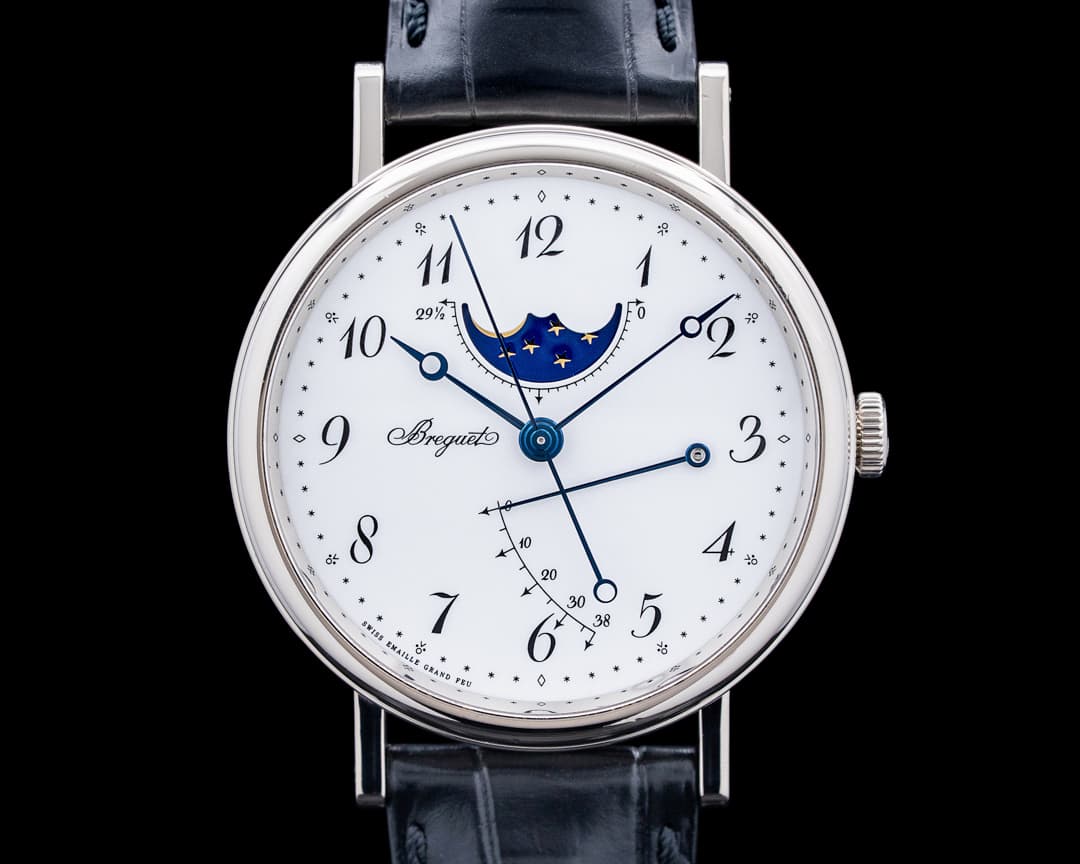 Breguet 7787BB Classique Moonphase 18K White Gold Enamel Dial