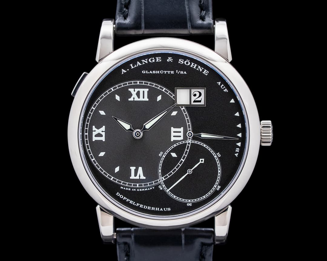 A. Lange and Sohne 115.028 Grand Lange 1 Luminous 18K White Gold Black Dial