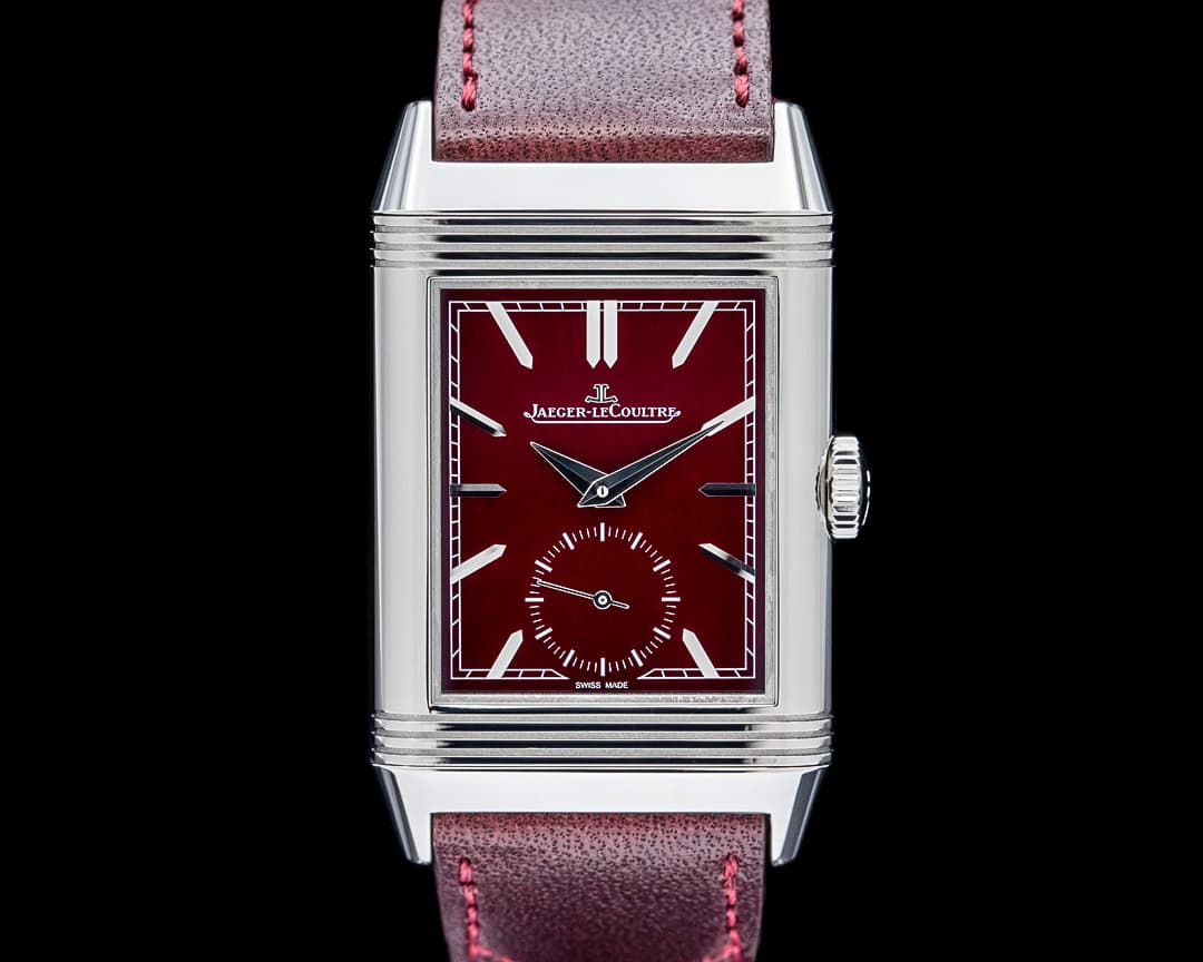 Image of Jaeger LeCoultre Q397846J Reverso Tribute Monoface Small Seconds SS Burgundy Dial