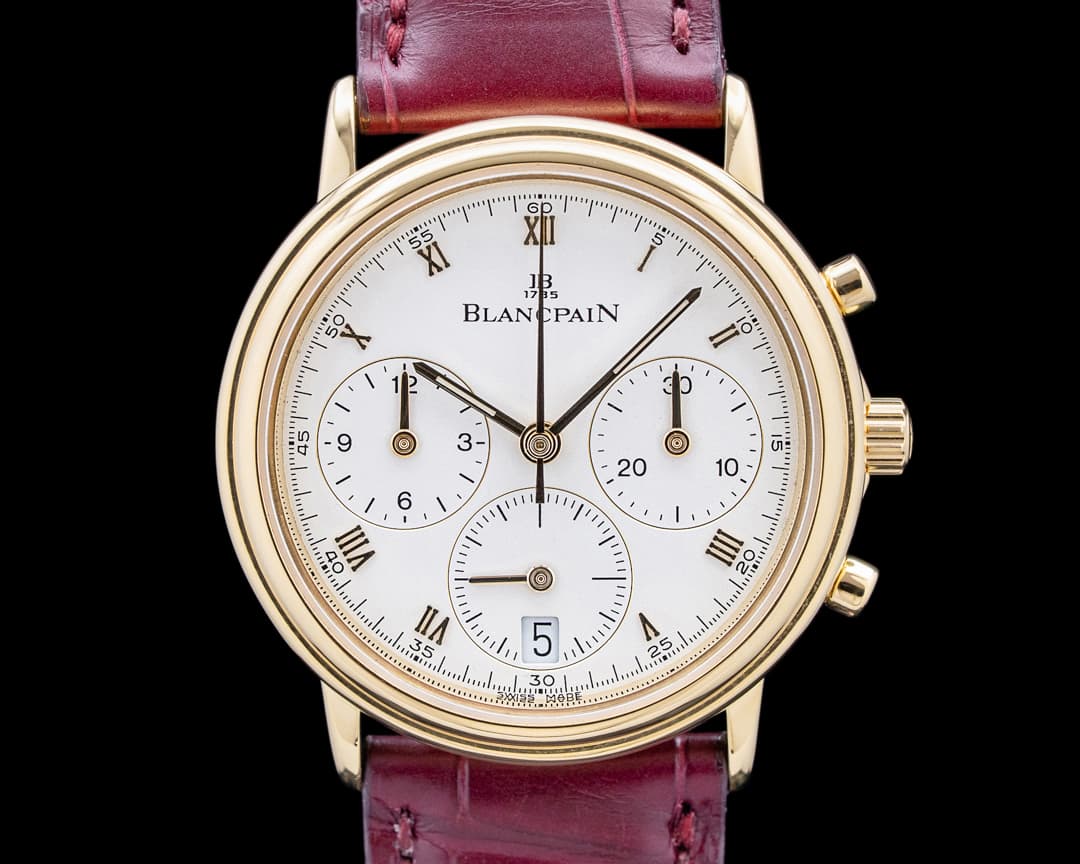 Image of Blancpain Villeret Chronograph 18K Yellow Gold White Dial