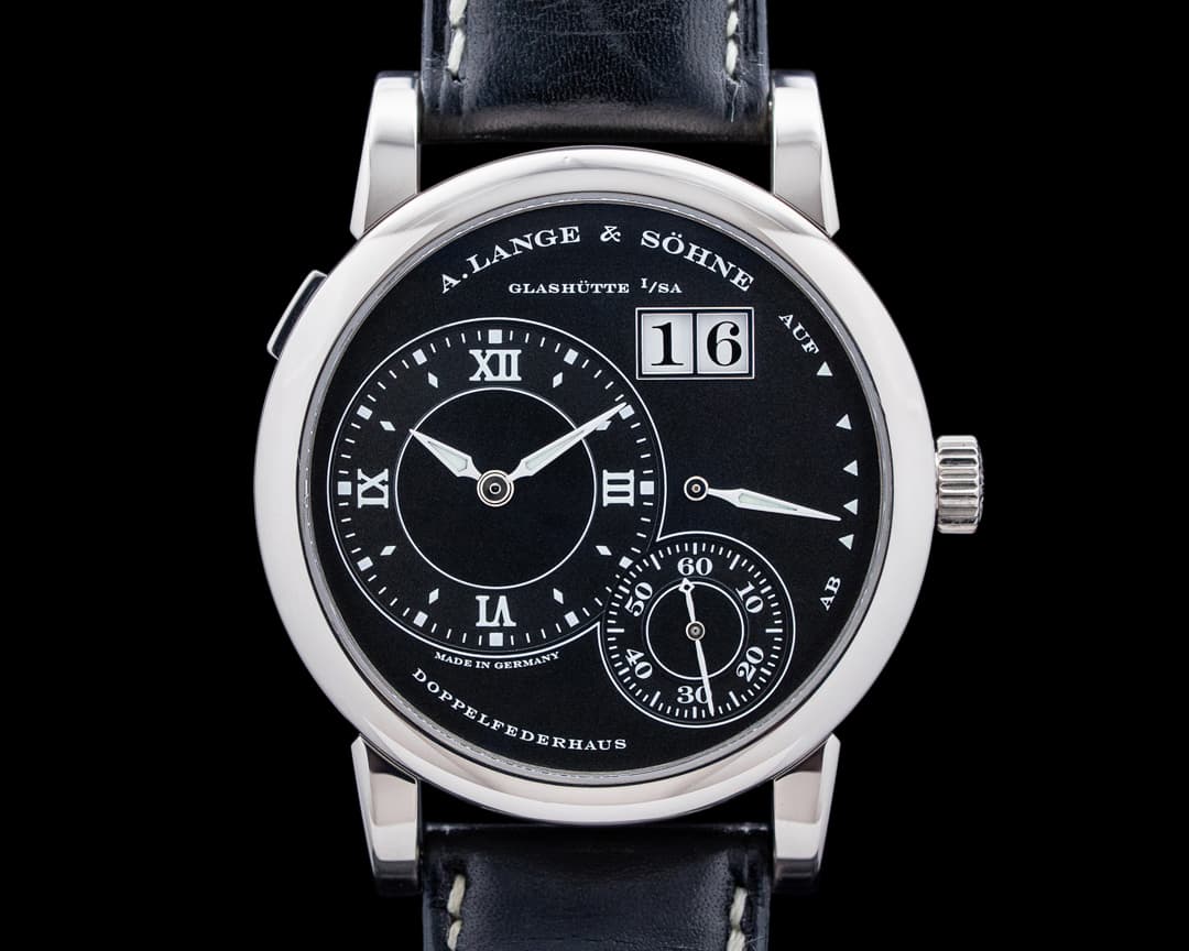 A. Lange and Sohne 101.029 Lange 1 Luminous 18K White Gold Black Dial RARE