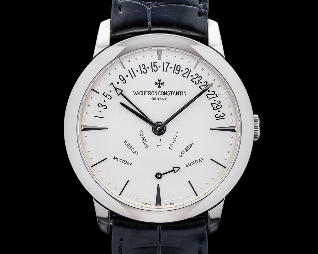 Vacheron Constantin 86020 Patrimony Retrograde Day-Date 18K White Gold Silver Dial