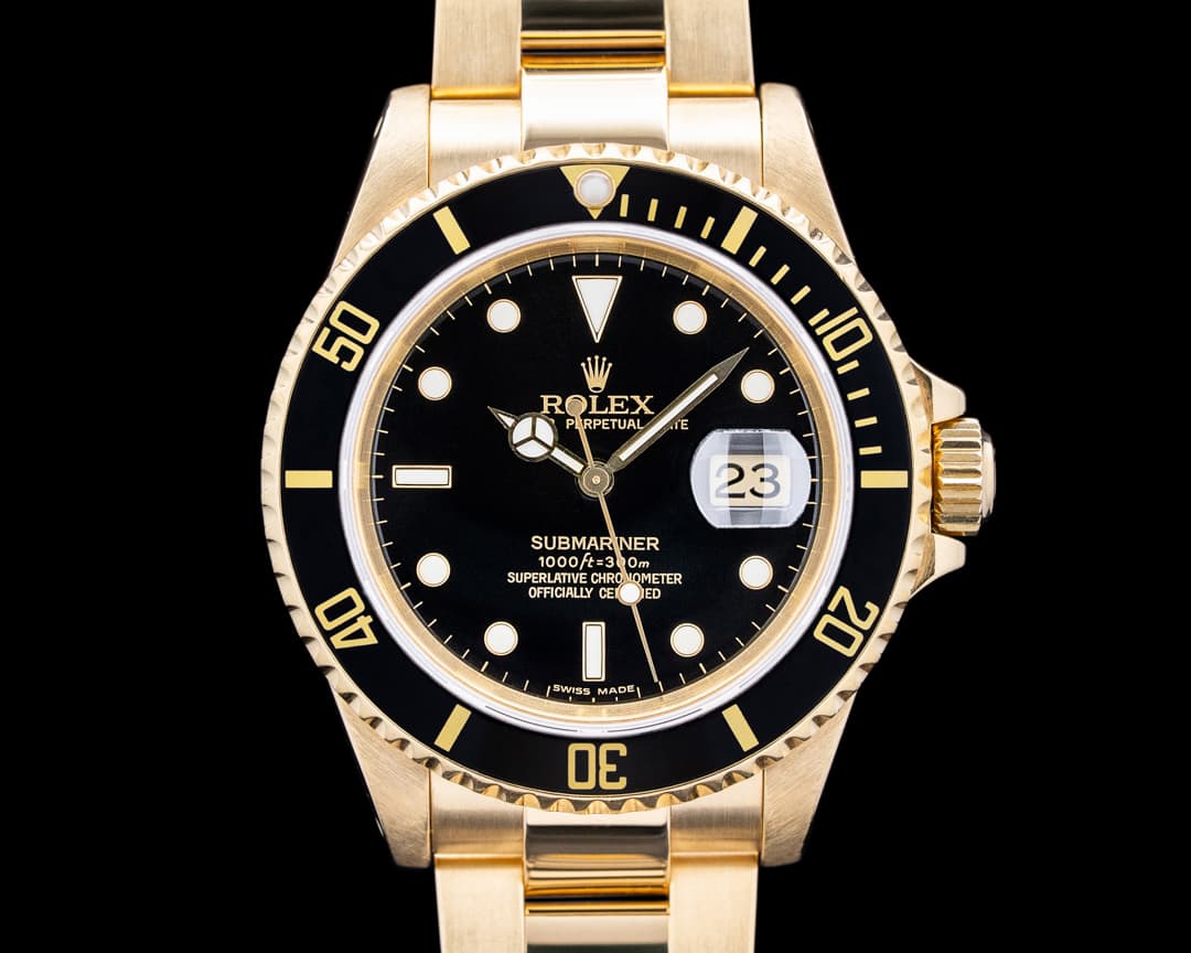 Rolex 16618 Submariner Date 18K Yellow Gold Black Dial
