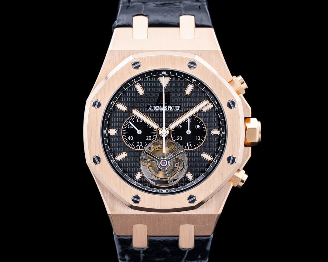 Audemars Piguet 25977OR Royal Oak Tourbillon Chronograph 18K RG Black Dial