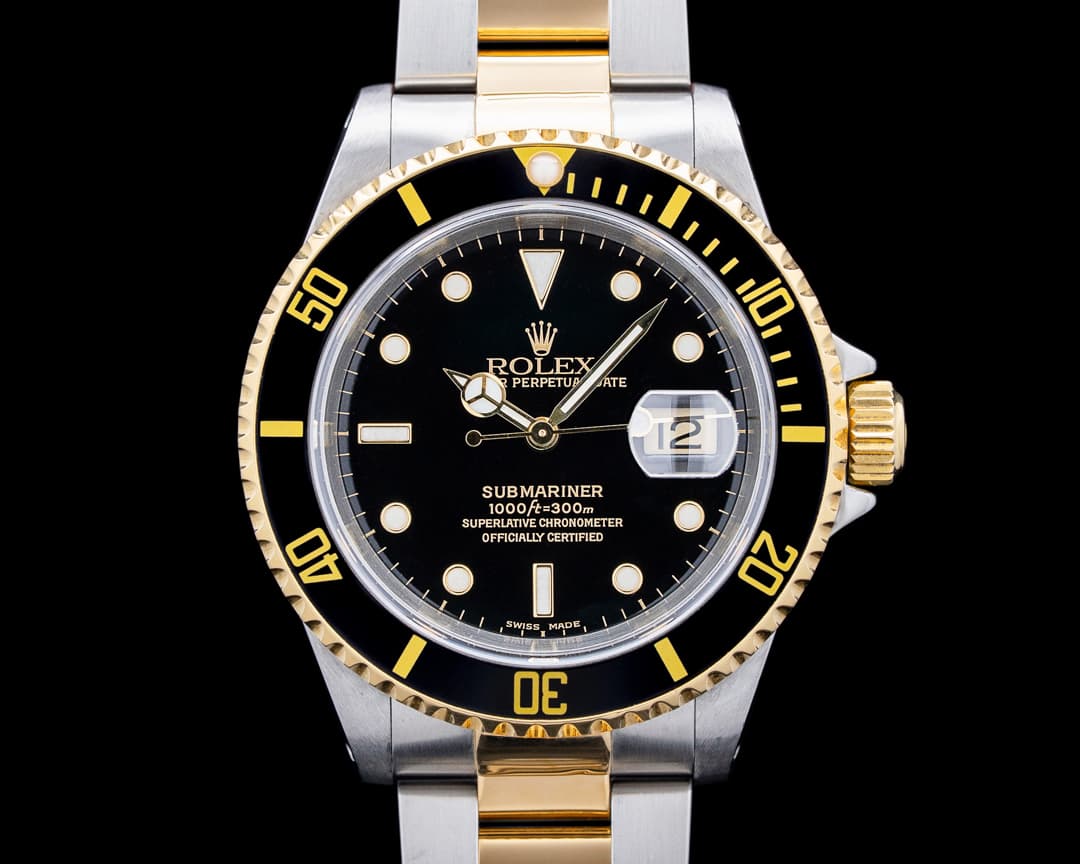 Rolex 16613 Submariner 18K Yellow Gold / SS Black Dial Circa. 2000