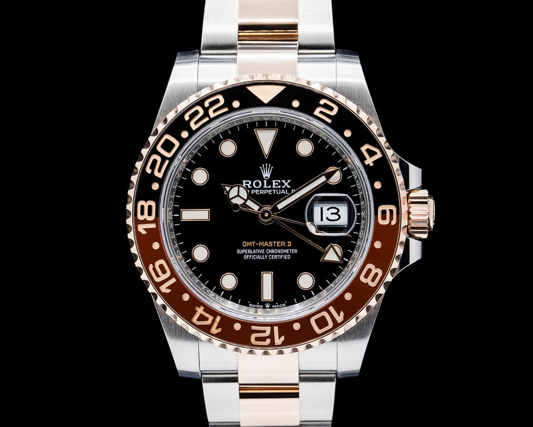 Rolex 126711CHNR GMT-Master II "Root Beer" 18K Everose Gold / SS Black Dial