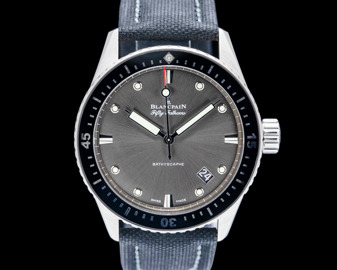 Image of Blancpain Fifty Fathoms Bathyscaphe SS Gray Sunburst Dial