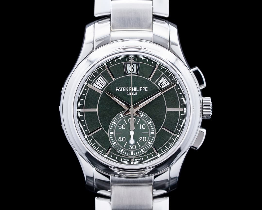 Image of Patek Philippe 5905 Annual Calendar Chronograph SS Olive Green Dial