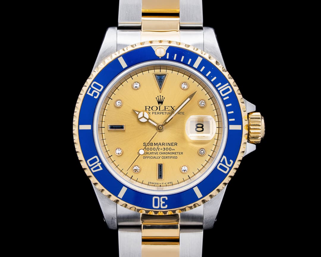 Rolex 16613 Submariner "Serti" 18K YG / SS Champagne Dial Circa. 1993
