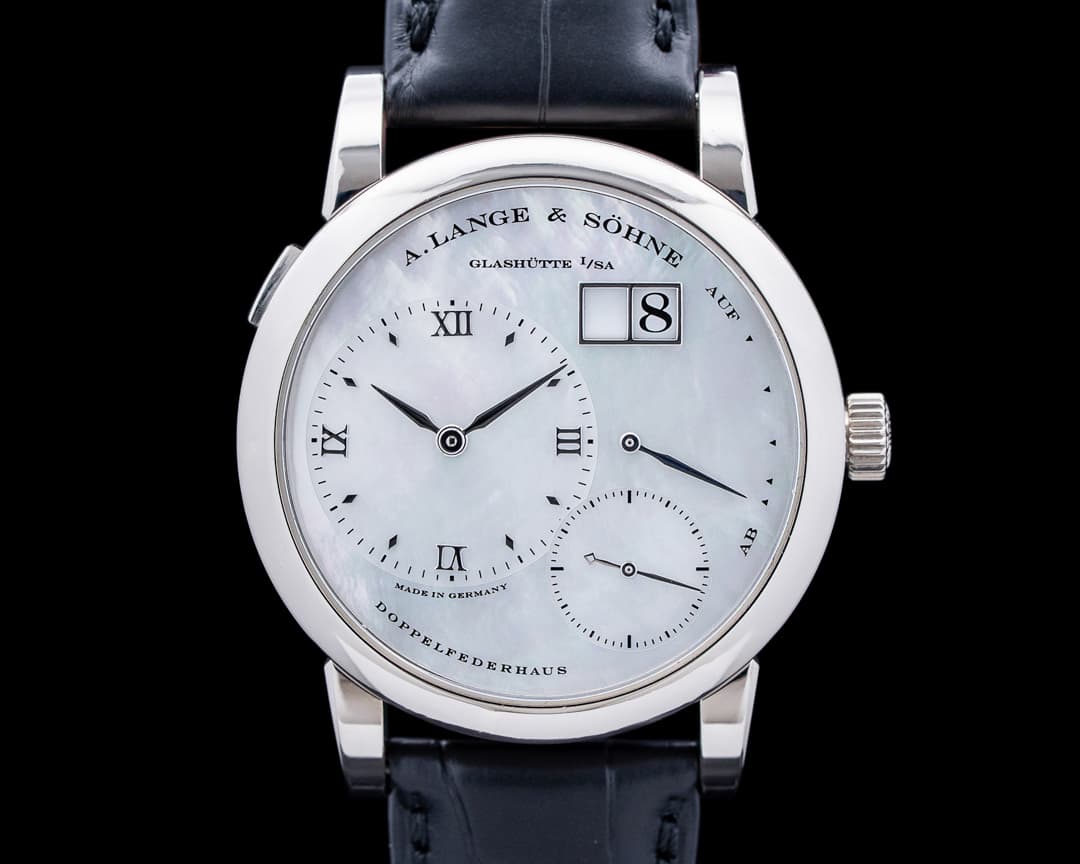 A. Lange and Sohne 110.029 Lange 1 Soiree 18K White Gold Mother of Pearl Dial