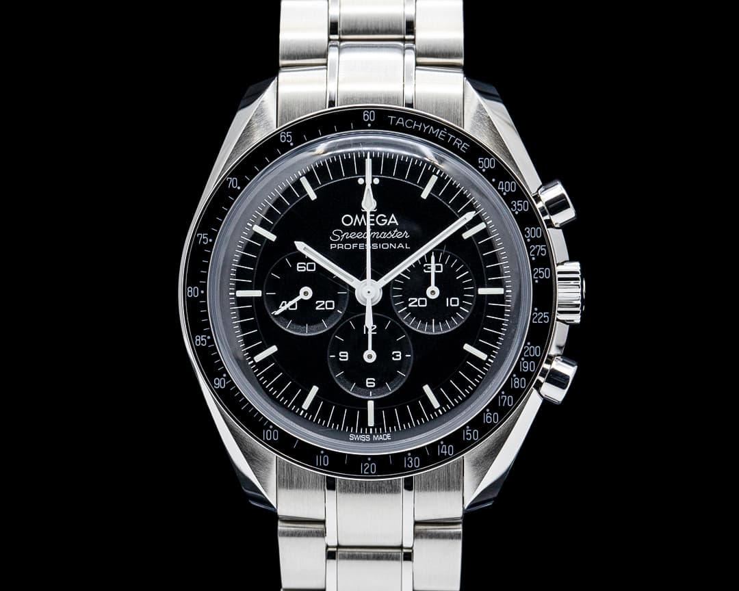 Omega Speedmaster Professional Moonwatch Hesalite SS Black Dial
