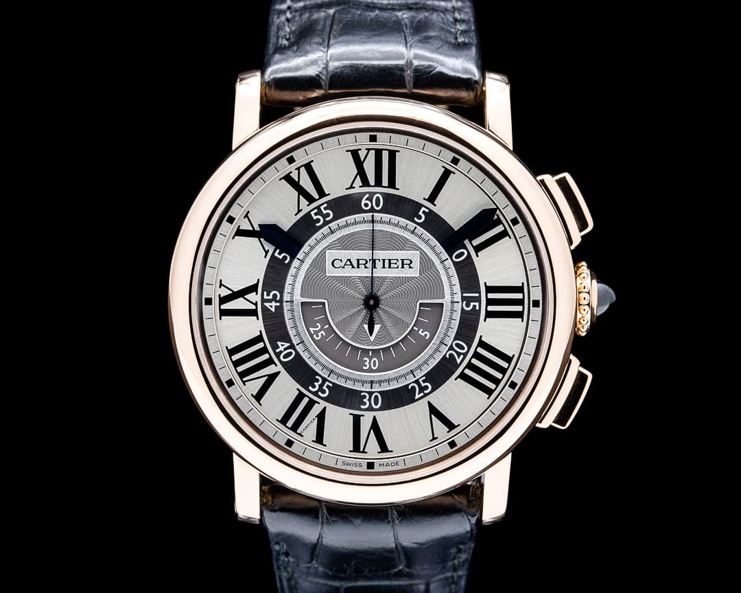 Cartier Rotonde de Cartier Central Chronograph 18K Rose Gold Silver Dial