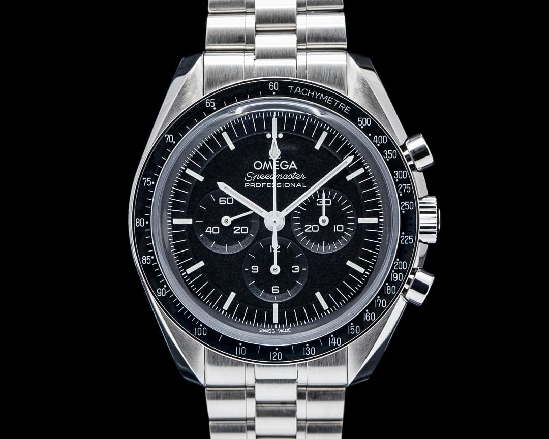 Omega Speedmaster Professional Moonwatch Hesalite SS Black Dial