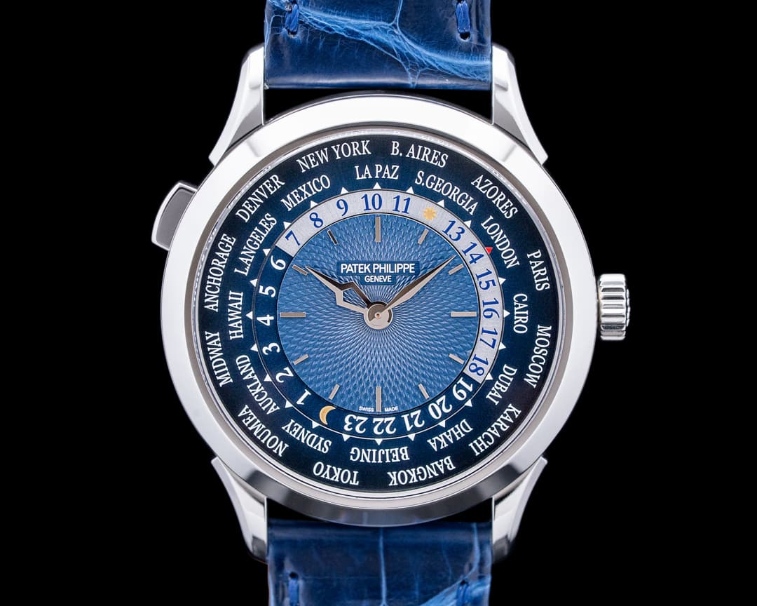 Patek Philippe 5230P World Time Platinum Blue Guilloche Dial
