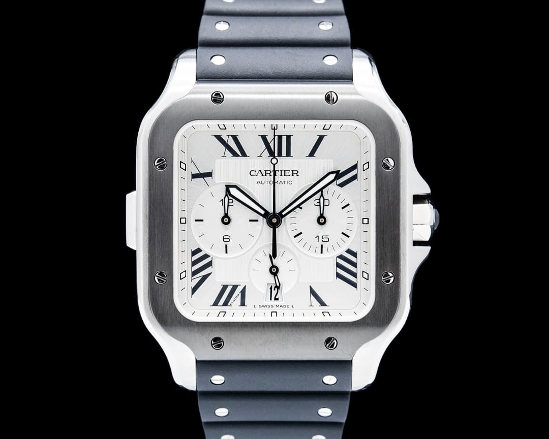 Cartier WSSA0017 Santos De Cartier Chronograph SS Silver Dial