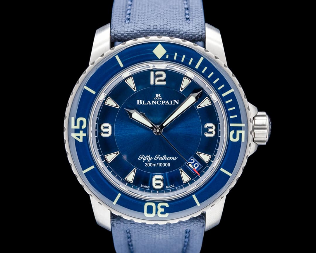 Blancpain 5015-12B40-052A Fifty Fathoms Titanium Blue Dial