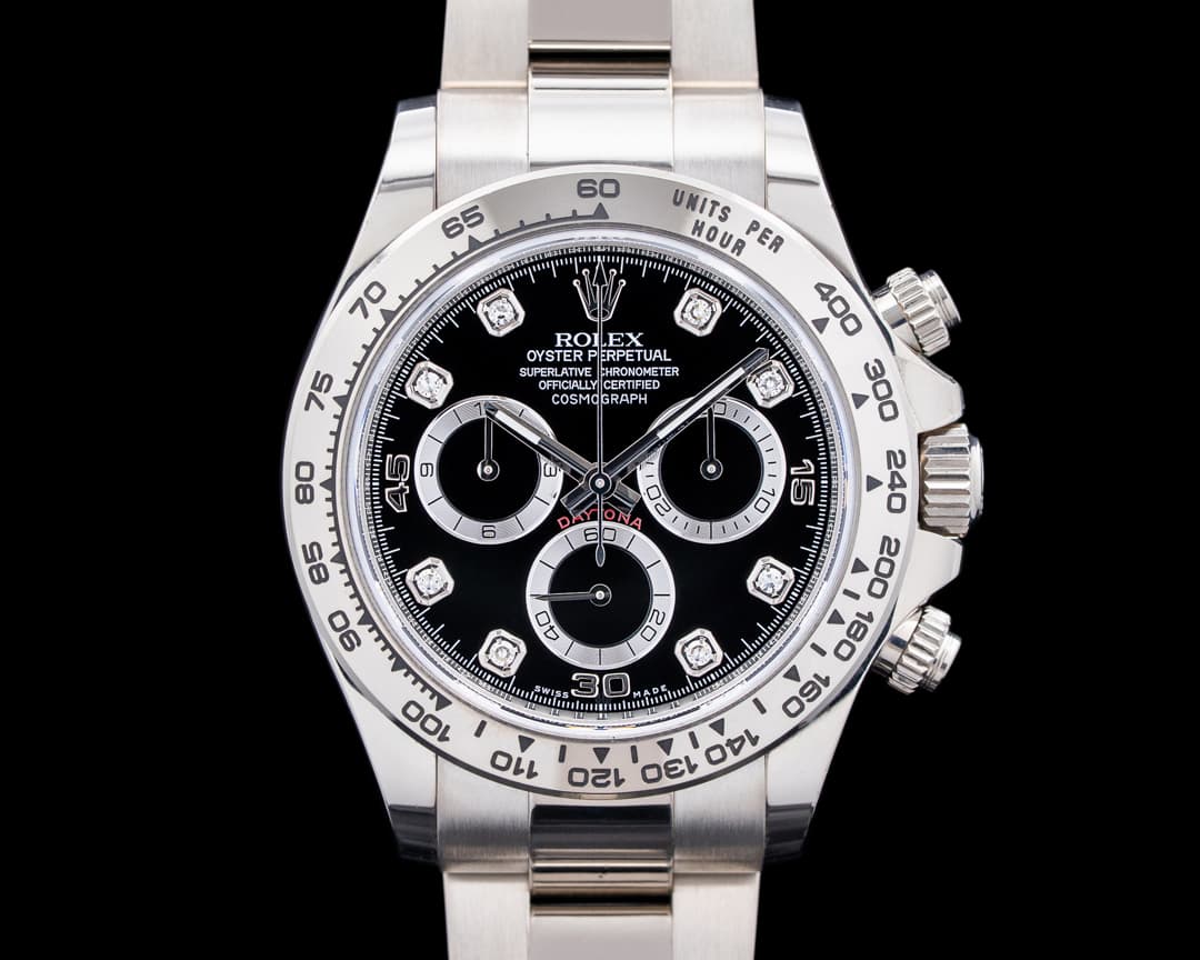 Rolex 116509 Daytona 18K White Gold Black Diamond Dial