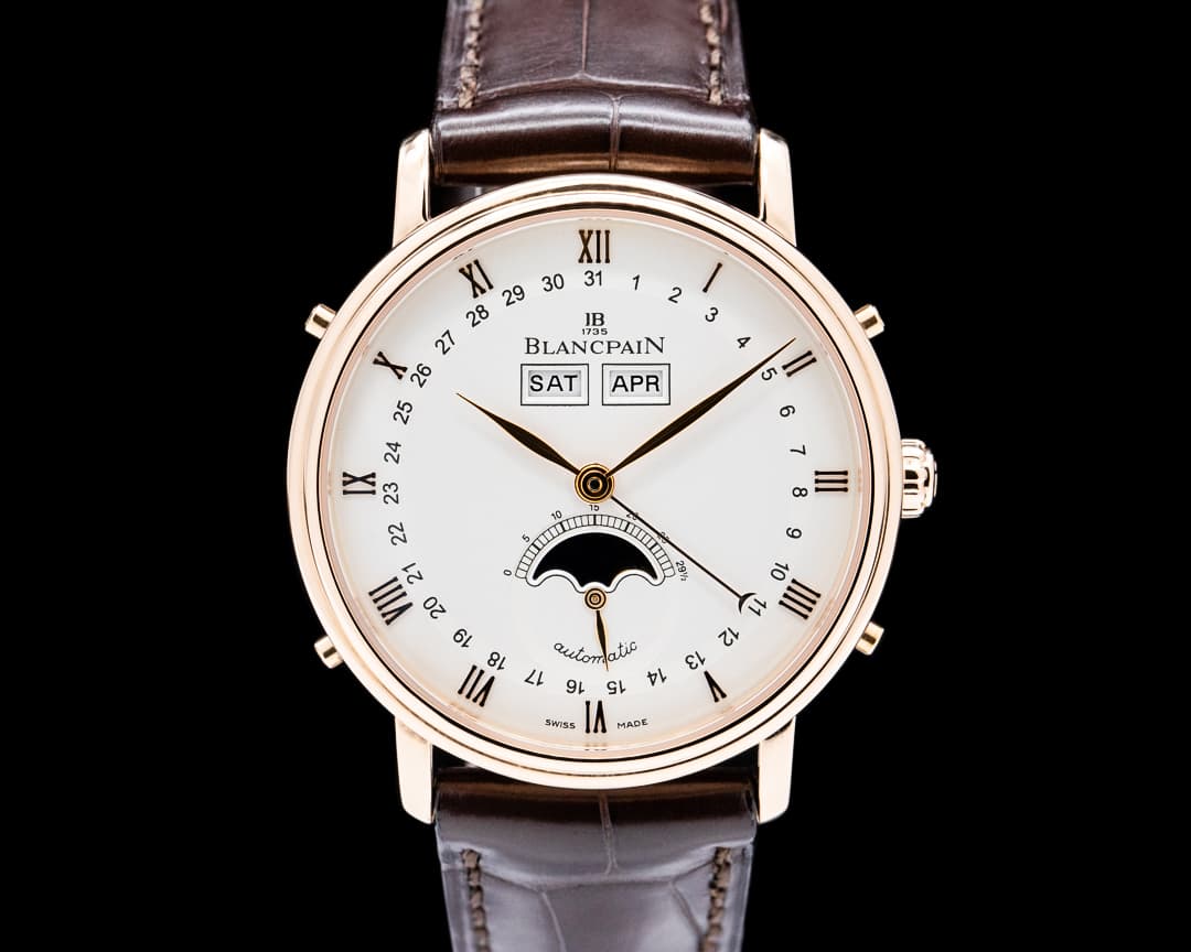Blancpain 6263 Villeret Quantieme Complet 18K Rose Gold Silver Dial