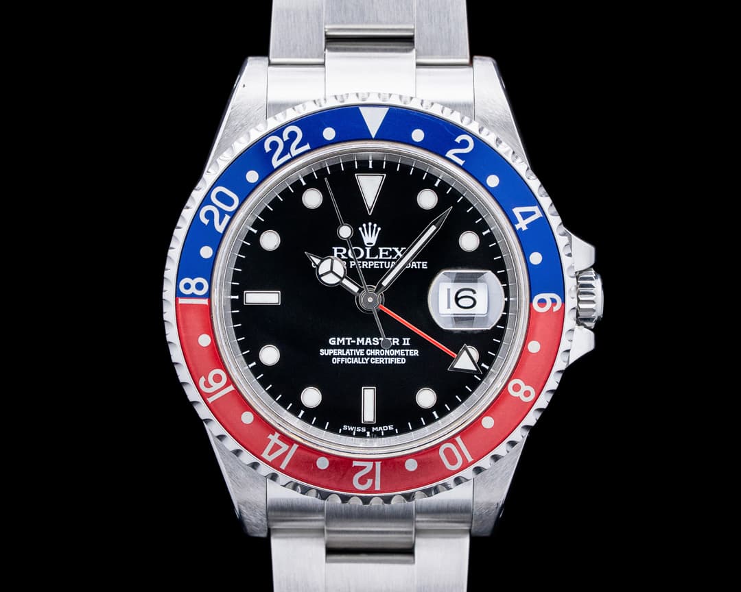Rolex 16710 GMT-Master II Pepsi Bezel SS Black Dial