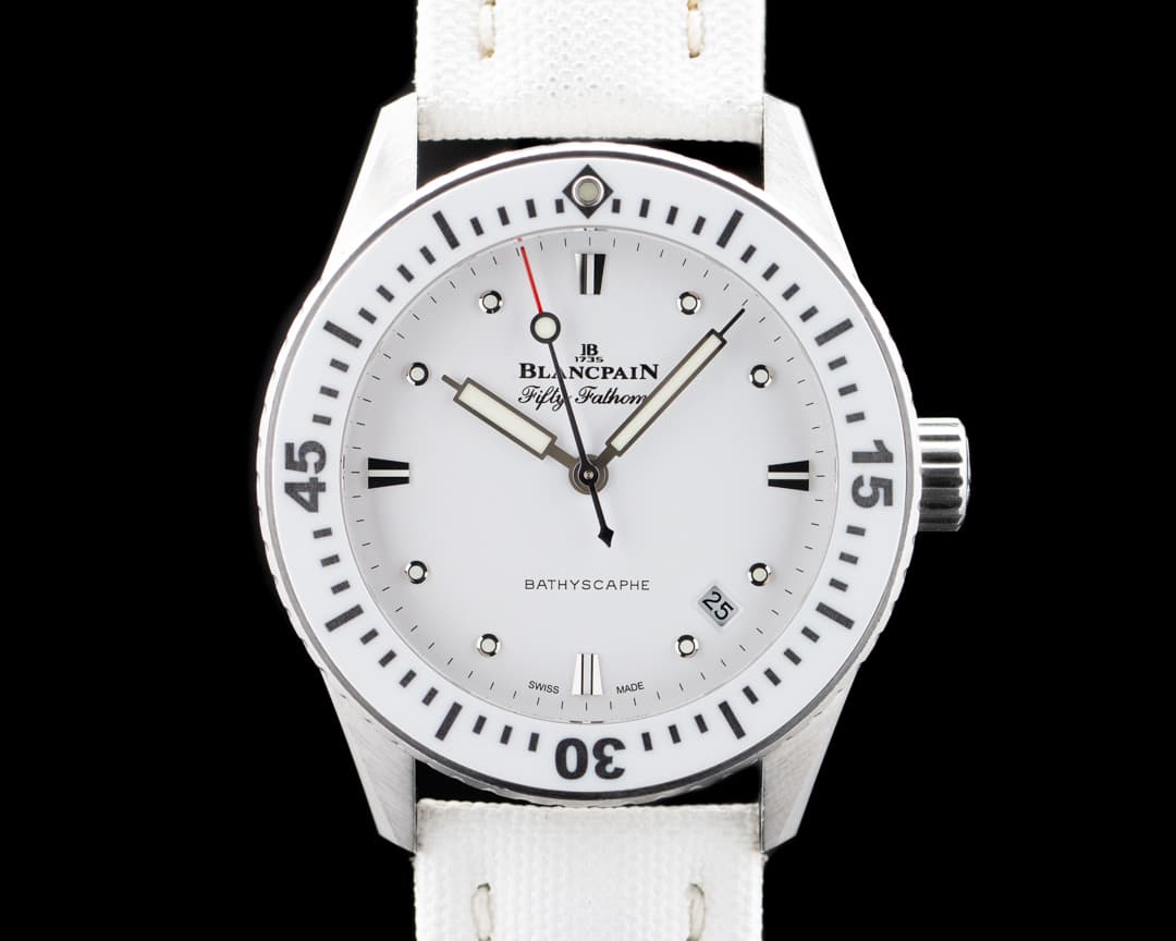Image of Blancpain 5100 Fifty Fathoms Bathyscaphe SS White Dial