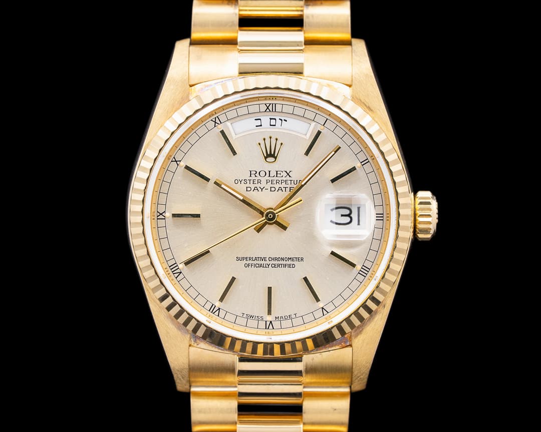 Image of Rolex 18038 Day Date HEBREW President 18K Yellow Gold Champagne Dial