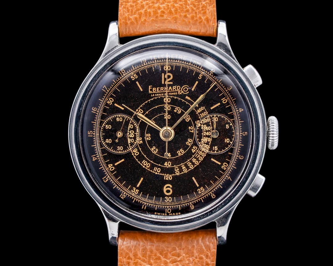 Eberhard & Co. Pre Extrafort Chronograph SS Black Snail Dial 1930s
