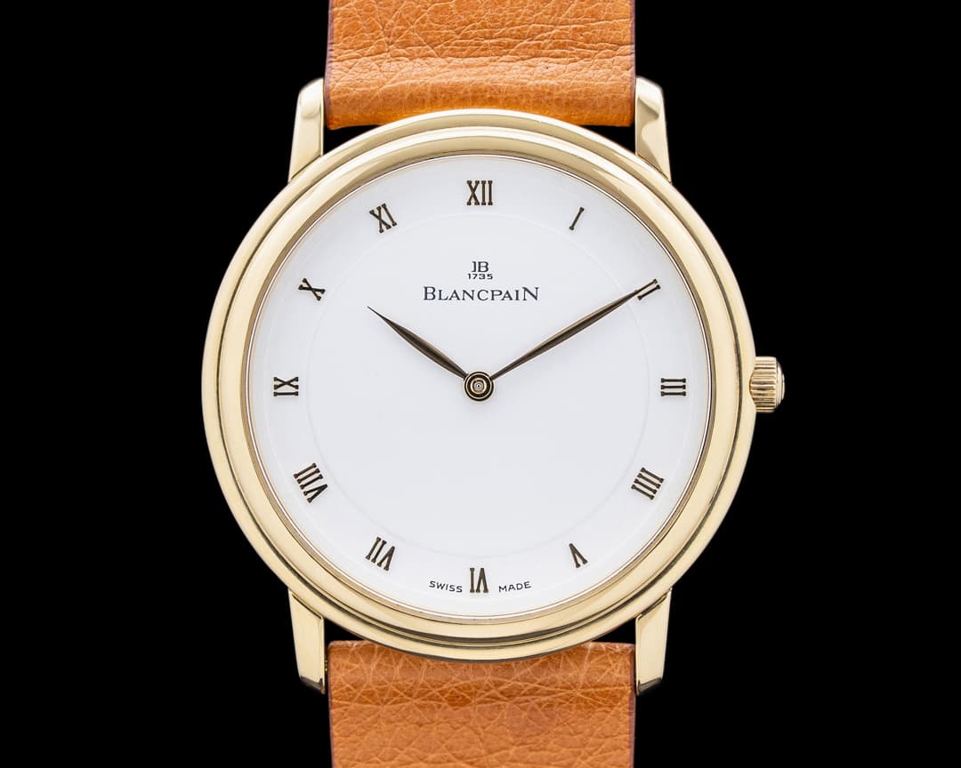 Image of Blancpain 0021-1418-55 Villeret Ultra Slim 18K Yellow Gold White Dial
