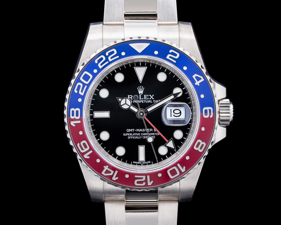Rolex 116719BLRO GMT-Master II "Pepsi" 18K White Gold Black Dial