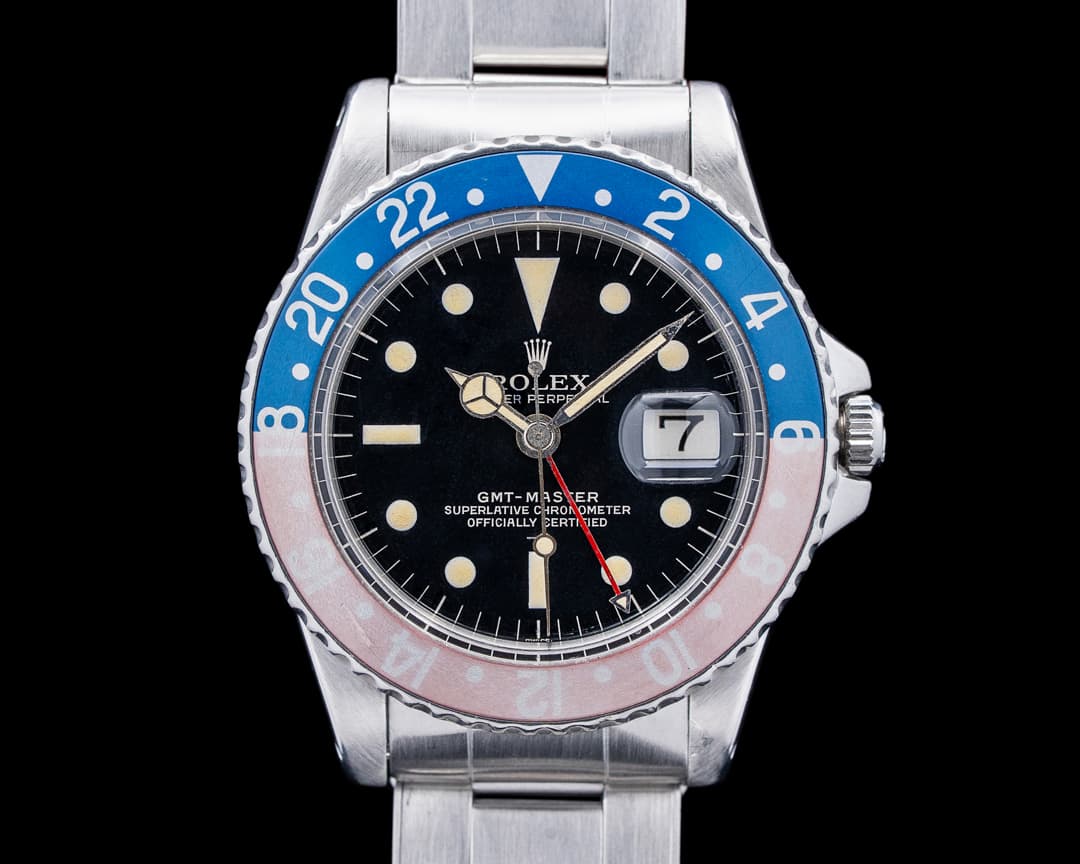 Image of Rolex Vintage GMT Master 1675 Gilt Swiss UNDERLINE Pepsi Circa 1964