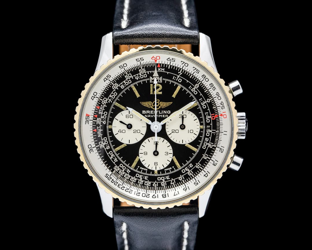 Breitling 81600 Navitimer Cosmonaute SS / 18K YG Black Dial
