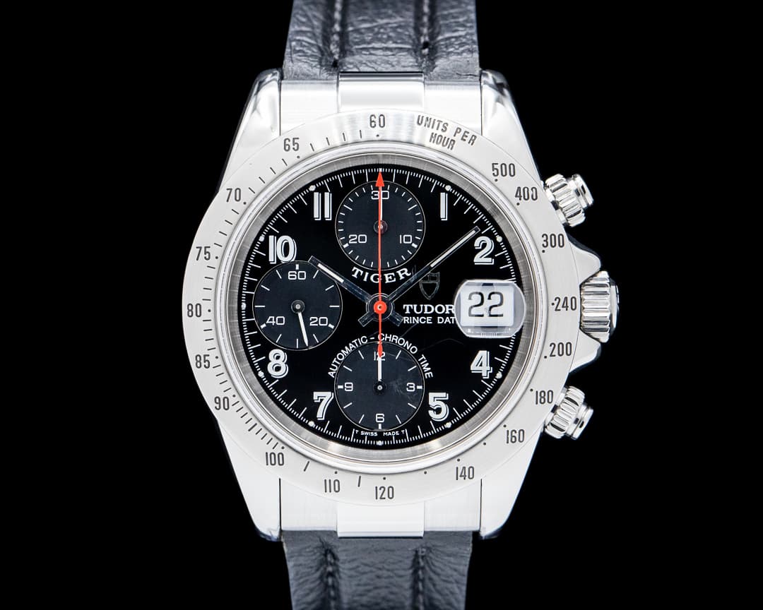Tudor 79270 Prince Date Chrono Time Chronograph SS Black Dial