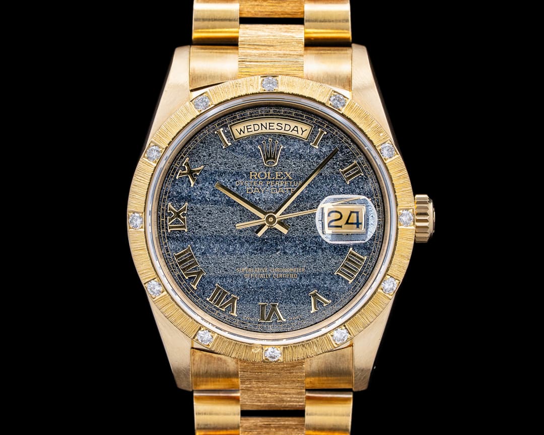 Image of Rolex 18308 Day-Date Bark Finish 18K YG Ferrite Roman Dial Circa. 1989 RARE