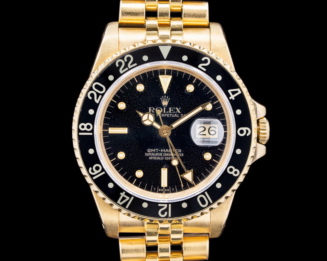 Rolex 1675/8 GMT Master 18K Yellow Gold Black Dial Circa. 1984