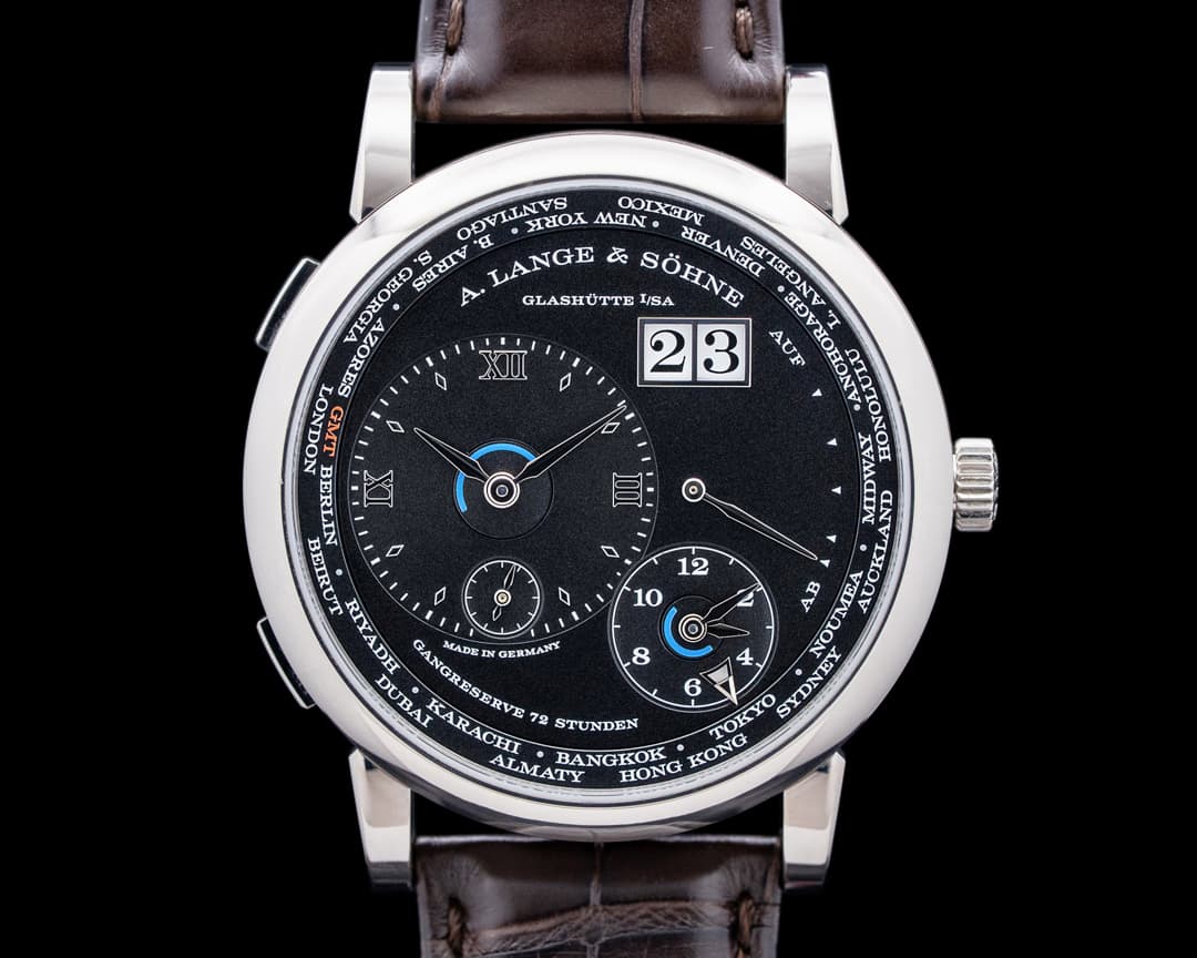 A. Lange & Söhne 136.029 Lange 1 Time Zone 18K White Gold Black Dial